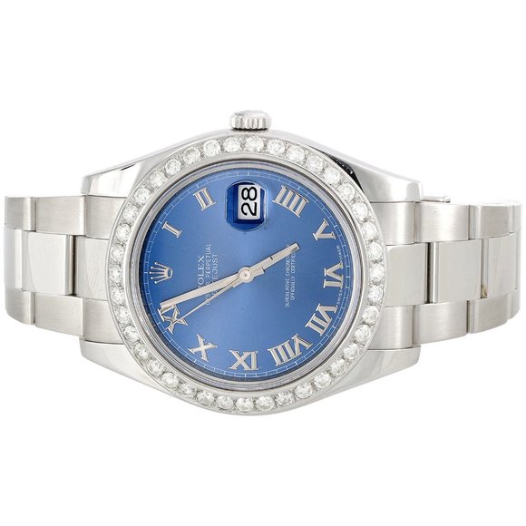 Rolex 41mm Men's Blue Roman 2.7CT Watch! Box + cards!! - Picture 4 of 7